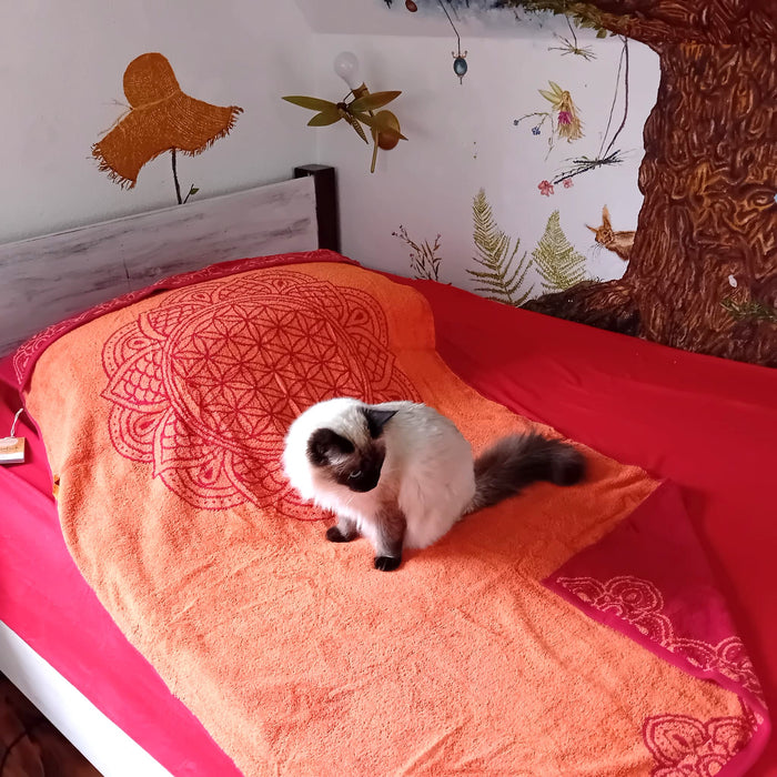 Handtuch aus Biobaumwolle mit Edelsteinen- 69x155cm